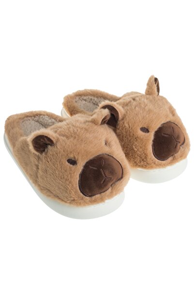 Zumzeria Papuci de iarnă pentru femei maro cu design Capybara