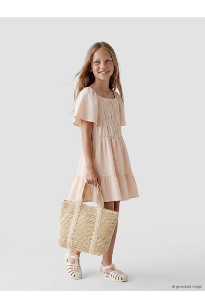 LC Waikiki Nevavm Ruffled Detailed Layered Girl's Dress with a Difference