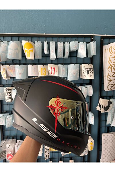 Mavera Stickers Keskin Hat (Haç) Tribal Desen Sticker Etiket (8x13 cm) Kask-A...