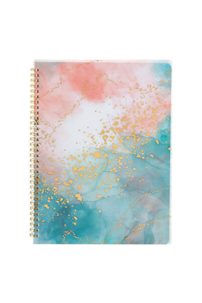 Zumzeria A4 Dictation Notebook Models in Golden Foil Peach Green with Spiral ...