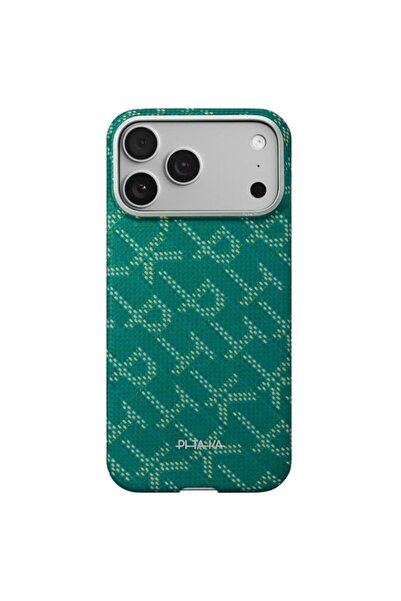 PITAKA Case for iPhone 17 Pro Max, Ultra-Slim, PitaTap™, Monogram-Gold/Green