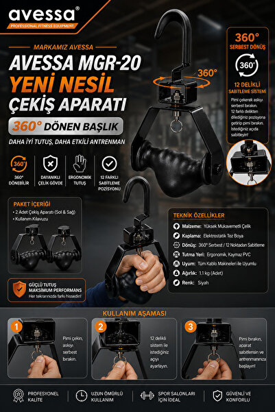 AVESSA MGR-20 Yeni Nesil 360° Dönen Başlıklı Çekiş Aparatı (Çift) - Yüksek Mu...