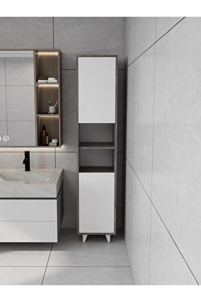Masif Market Riva Çamaşır Sepetli Banyo Dolabı Hanoi Beyaz Renk