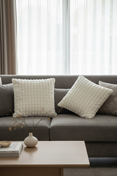 Pimula home Puffy Cotton Cushion Cover Set of 2 43X43 cm Decorative Cushion w...