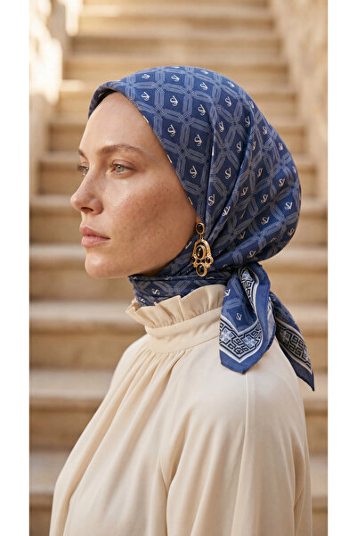 LuvenSara وشاح لوفين سارا LS بنمط مميز باللون الأزرق الداكن