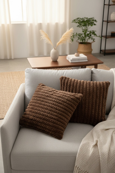 Pimula home Puffy Cotton Cushion Cover Set of 2 43X43 cm Decorative Cushion w...