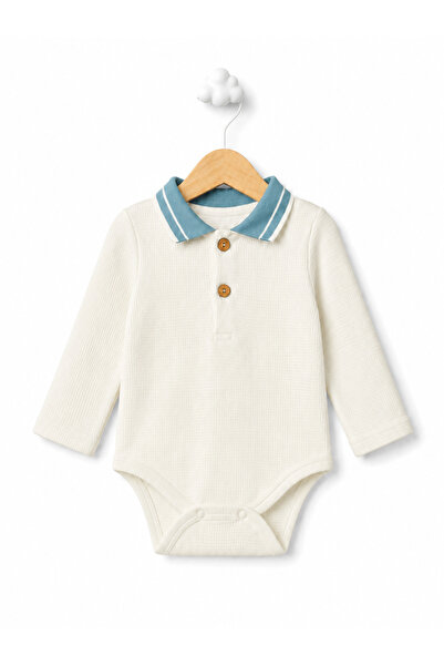 For My Baby 100% Cotton Polo Collar Long Sleeve Baby Bodysuit