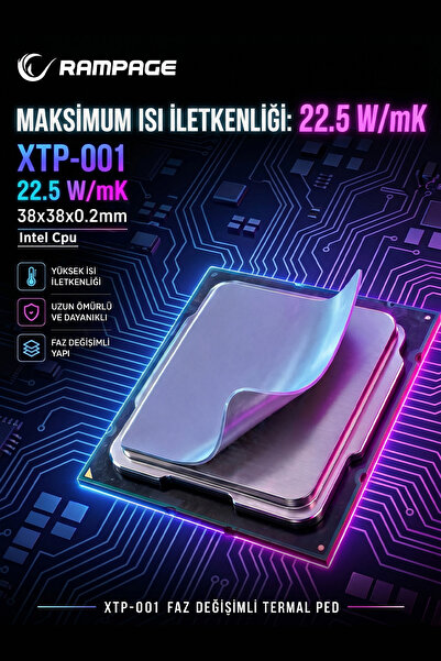 Rampage XTP-001 38*38*0,2mm 22.5w/m.K Yüksek Performanslı Termal Ped