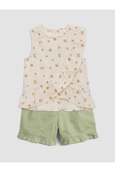 LC Waikiki Crew Neck Girls' Blouse And Shorts 2 Pack