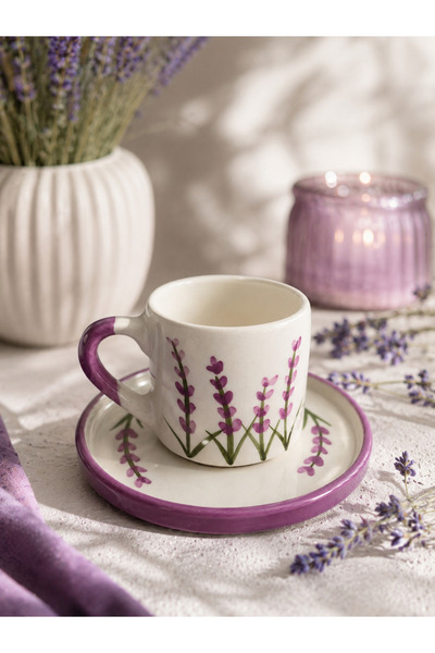 Inspire Ceramic Lavender Patterned 2-Person Cup Set
