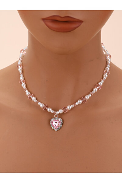 Take Two By Styli Pink Heart Pendant Necklace