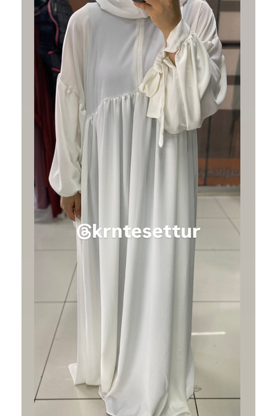 Hijab Dress with Tied Sleeves (Medina Silk)