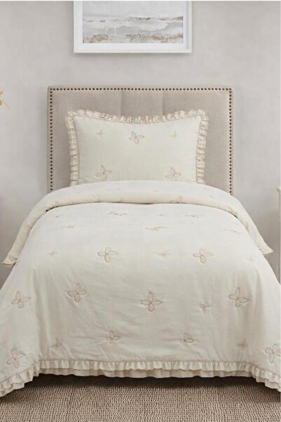 Çeyiz Diyarı Likya Fiber Filled Single 180X240 cm Bedspread Cappucino