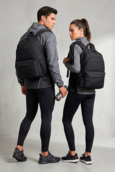 Dada Unisex Black Backpack Medium Size Waterproof Fabric