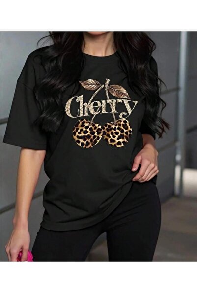 KOZİA OUTDOORS Leoapar Chery Printed Basic Crew Neck T-Shirt