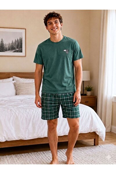 Sude HOMEWEAR Καρό κοντομάνικο σορτς ανδρικό σετ πιτζάμες