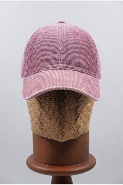 Silkensoul Unisex Toz Pembe Fitilli Kadife Ayarlanabilir Beyzbol Şapkası