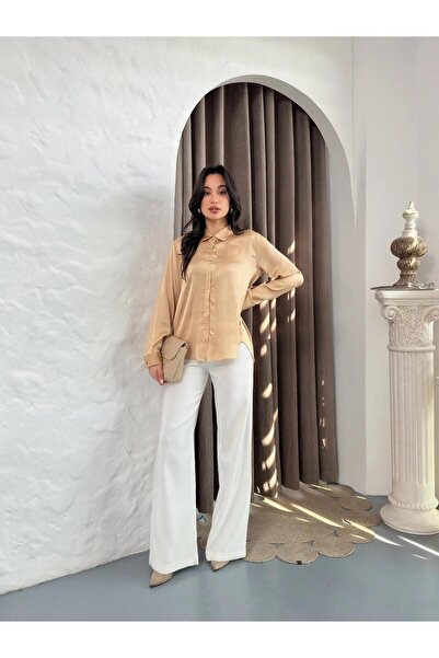 Hira Clothing Cămașă elegantă de damă, cu textură moale din satin și detalii ...