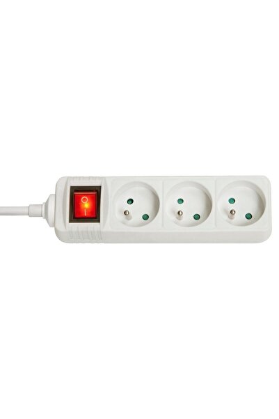 LİNDY 3-Way French Schuko Mains Power Extension with Switch, White