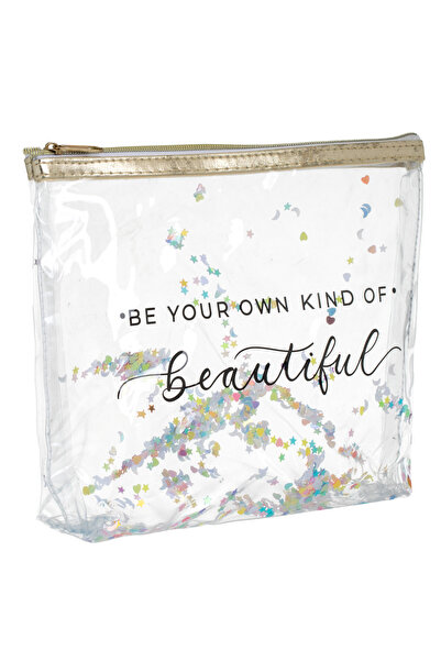 Zumzeria Transparent Confetti Hearts Stars Pouch 20x17cm