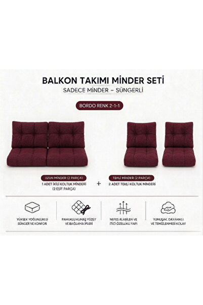 Modern Style Home 2-1-1 Fermuarlı Balkon Minderi-Leke Tutmaz - İçidolu Minder