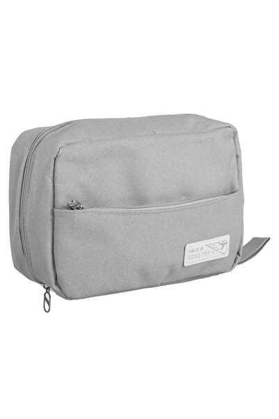 Zumzeria Gray Travel Pouch with 3 Compartments & Handle "Have a good trip" 28...