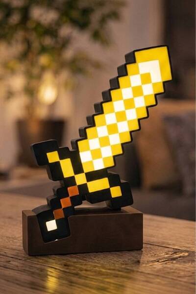 MEK Minecraft Altın Kılıç Tasarımlı Dekoratif Aydınlatma (23x17cm)