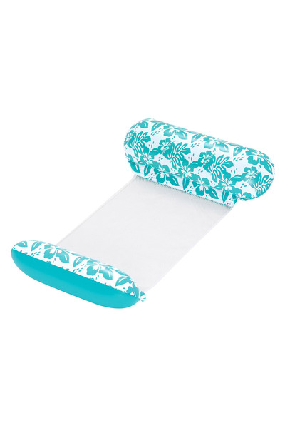 Zumzeria Saltea gonflabilă albă pentru piscină cu model floral turcoaz și pla...