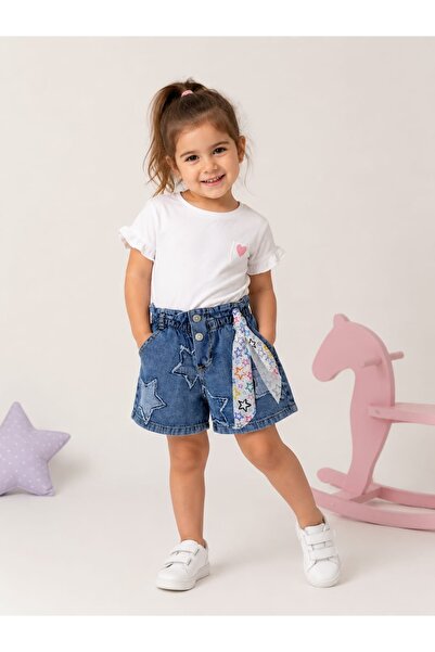 Honey Kids Kız çocuk yıldız desen kot şort