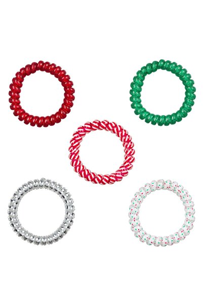 Zumzeria Elastice de păr din plastic colorate de Crăciun - 5 bucăți