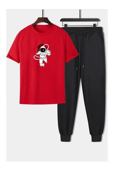Eritqaa Astronaut Printed Red Tracksuit Set