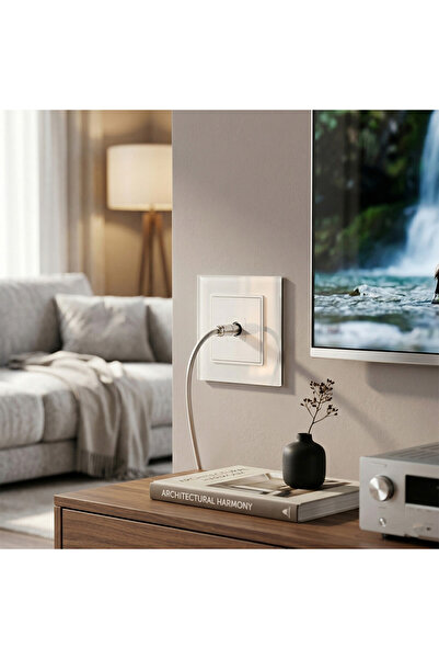 SANITEXPERT Simple White TV Socket SNT1466, Tempered Glass Frame, IP20, 86x86mm