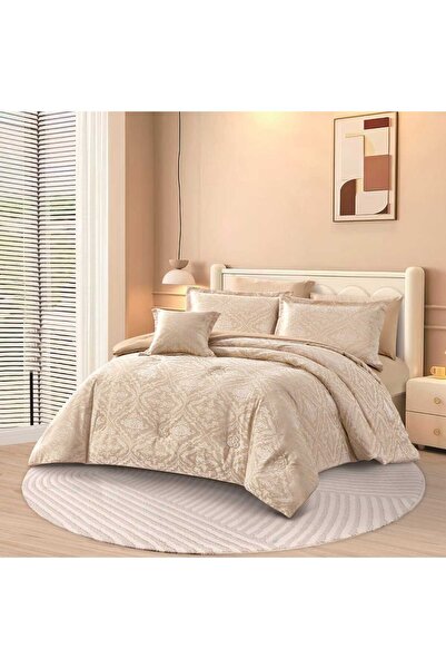 M.A.A Cozyhome Nefirin Jacquard Embroidered Bridal Padded Bedspread-7 Pieces-...