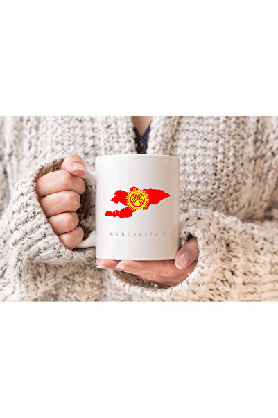 AYDESİGN Kyrgyzstan Printed White Porcelain Mug