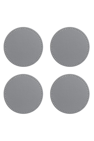 Zumzeria Set of Round Gray PVC Cup Coasters Ø10cm - 4pcs