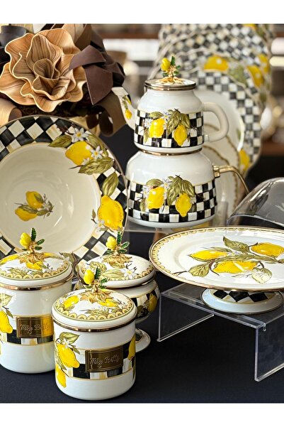MD MİMOZA DEKOR Enamel Kitchen Set 12 Pieces Linda