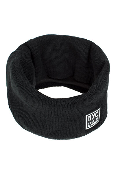 OEM Eșarfă circulară neagră cu căptușeală din fleece și patch NY din cauciuc ...