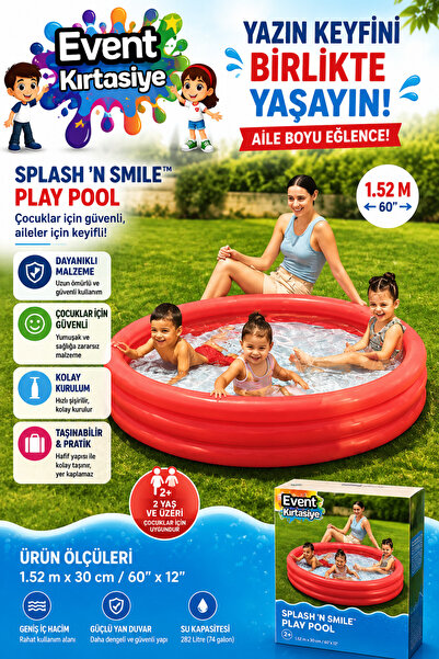 EVENT Şişme Çocuk Havuzu 152x30 cm Yuvarlak Aile Çocuk Bebek Havuzu Bahçe Bal...