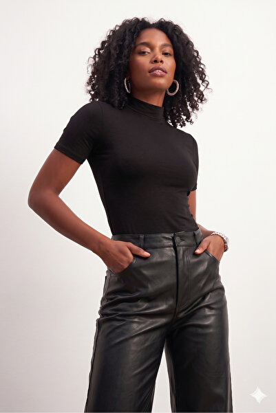 Giyyin Women's Black Short Sleeve Blouse