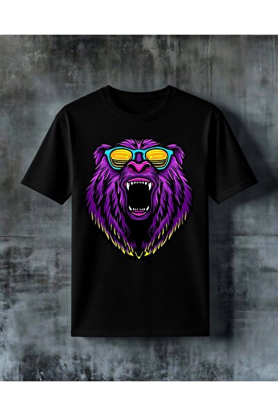 COMVİCHO Purple Moon Sun Glasses Printed Oversize T-Shirt