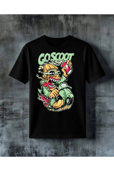 COMVİCHO Gasscoot Zombie Scooter Printed Oversize T-Shirt