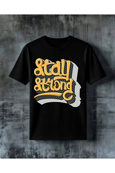 COMVİCHO Stay Strong Motivation 3 Printed Oversize T-Shirt