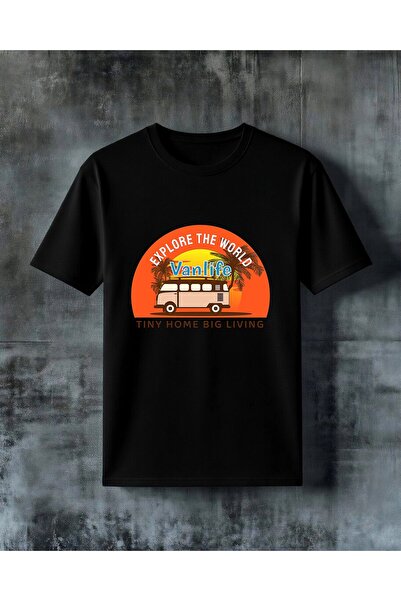 COMVİCHO تي شيرت كبير الحجم مطبوع عليه vanlife tiny home