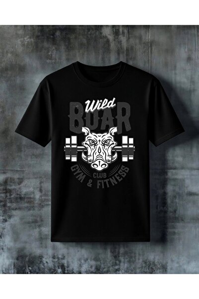COMVİCHO Wild Boar Gym Fitness Printed Oversize T-Shirt