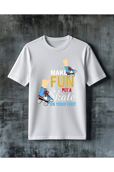 COMVİCHO Fun Puta Roller Skate Printed Oversize T-Shirt
