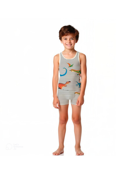 elmas kids Boys' 95% Cotton Dinosaur Patterned Athlete Boxer Set