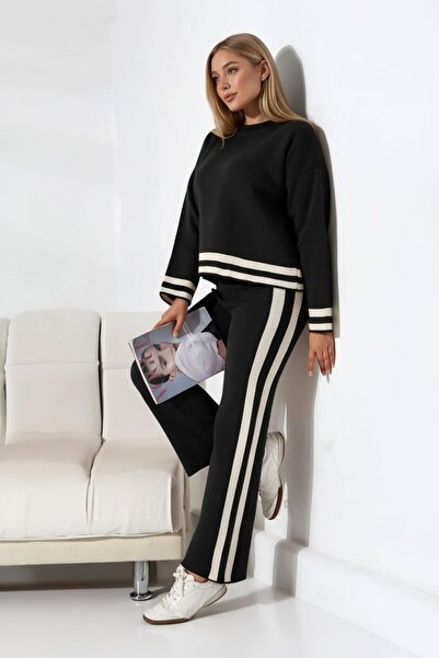 Intisimo Women's Knit Two-Piece Set, Black/White