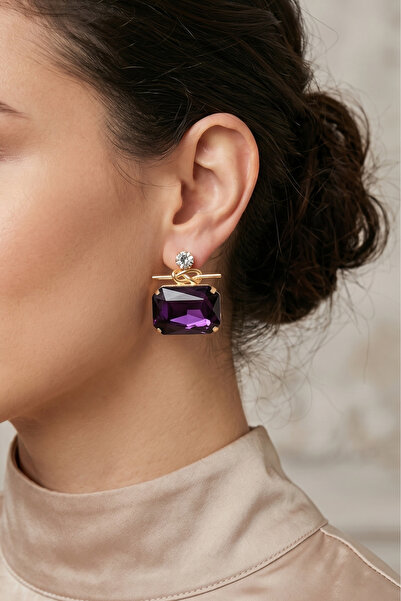 PETEK AKSESUAR Elegant Stylish Evening Dress Square Earrings 3 Cm.