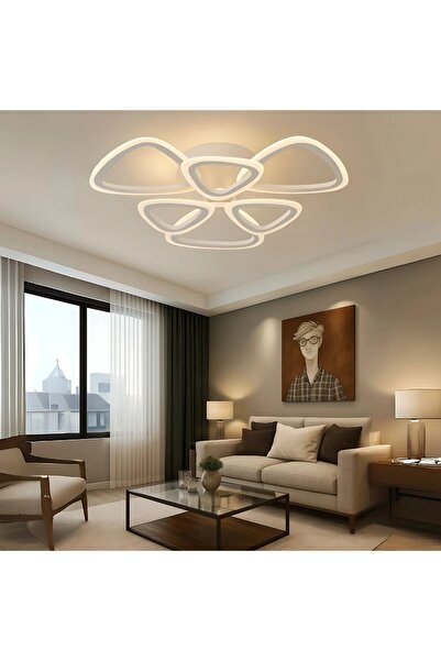 Elektroyou MS39005-3+3 Modern 3 Renk Ledli Mimari Tasarım Beyaz Plafonyer Lük...
