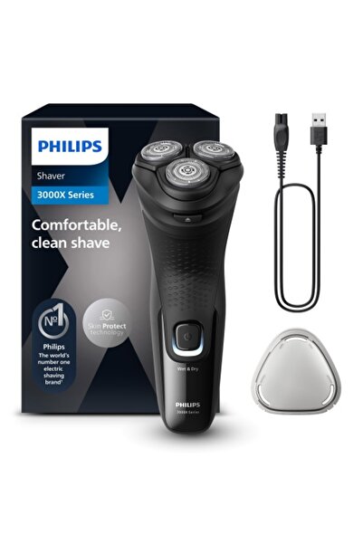 Philips Shaver Series 3000 X - Wet and Dry Electric Shaver for Men, Black, Sk...